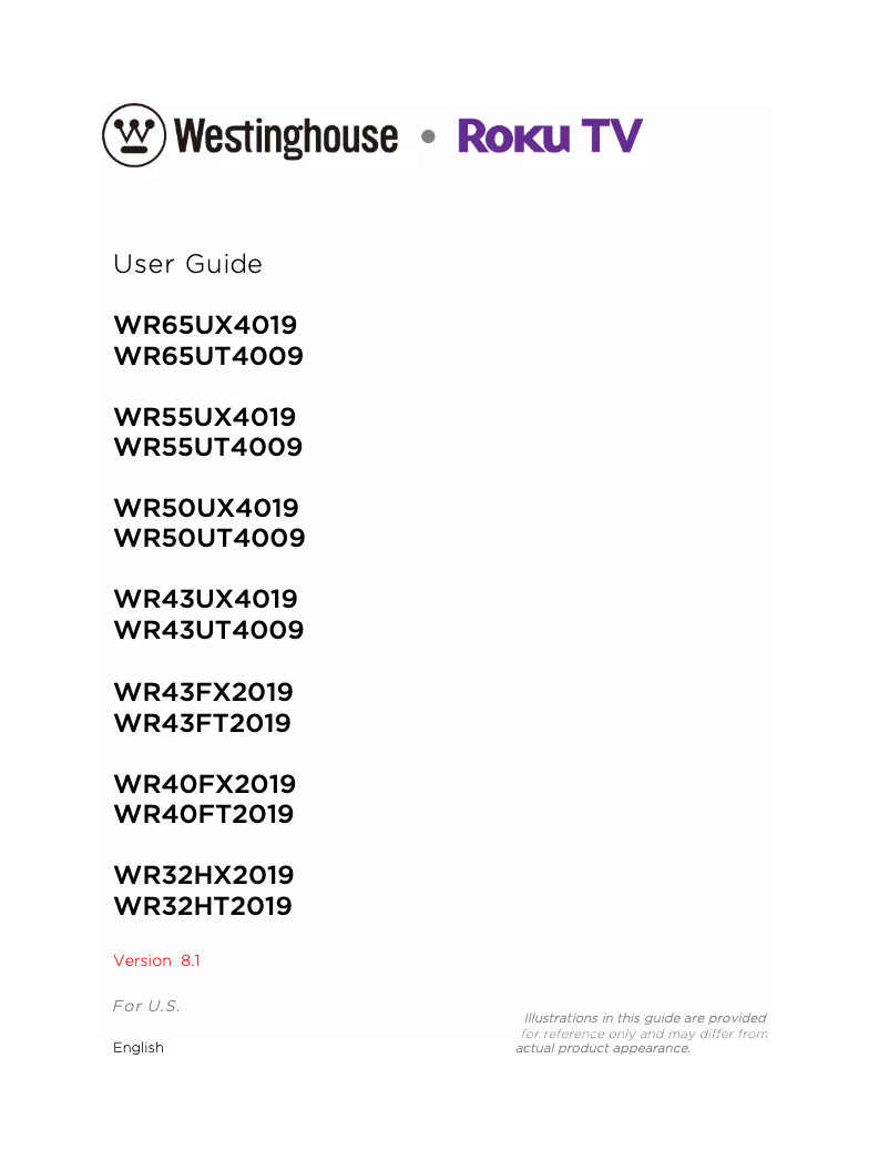 Page 1 de la notice Manuel utilisateur Westinghouse WR32HX2019