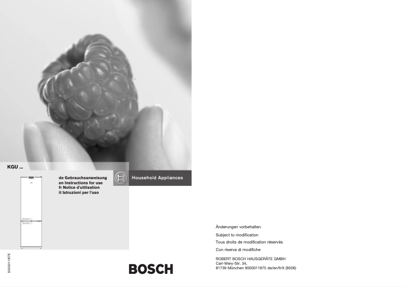 Page n°1 - Manuel utilisateur Bosch KGU36130FF