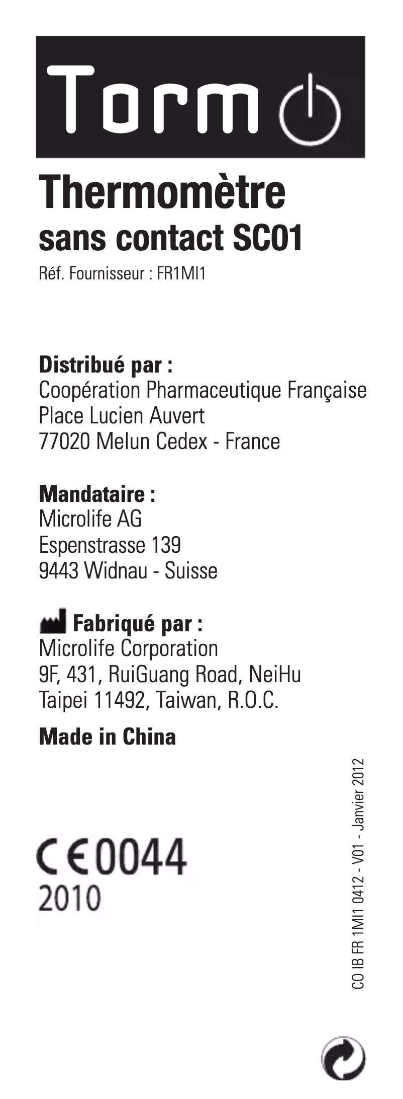 Image de la première page du manuel de l'appareil SC01