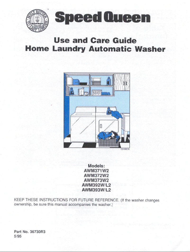 Página 1 del manual Manual de usuario Speed Queen AWM392W2