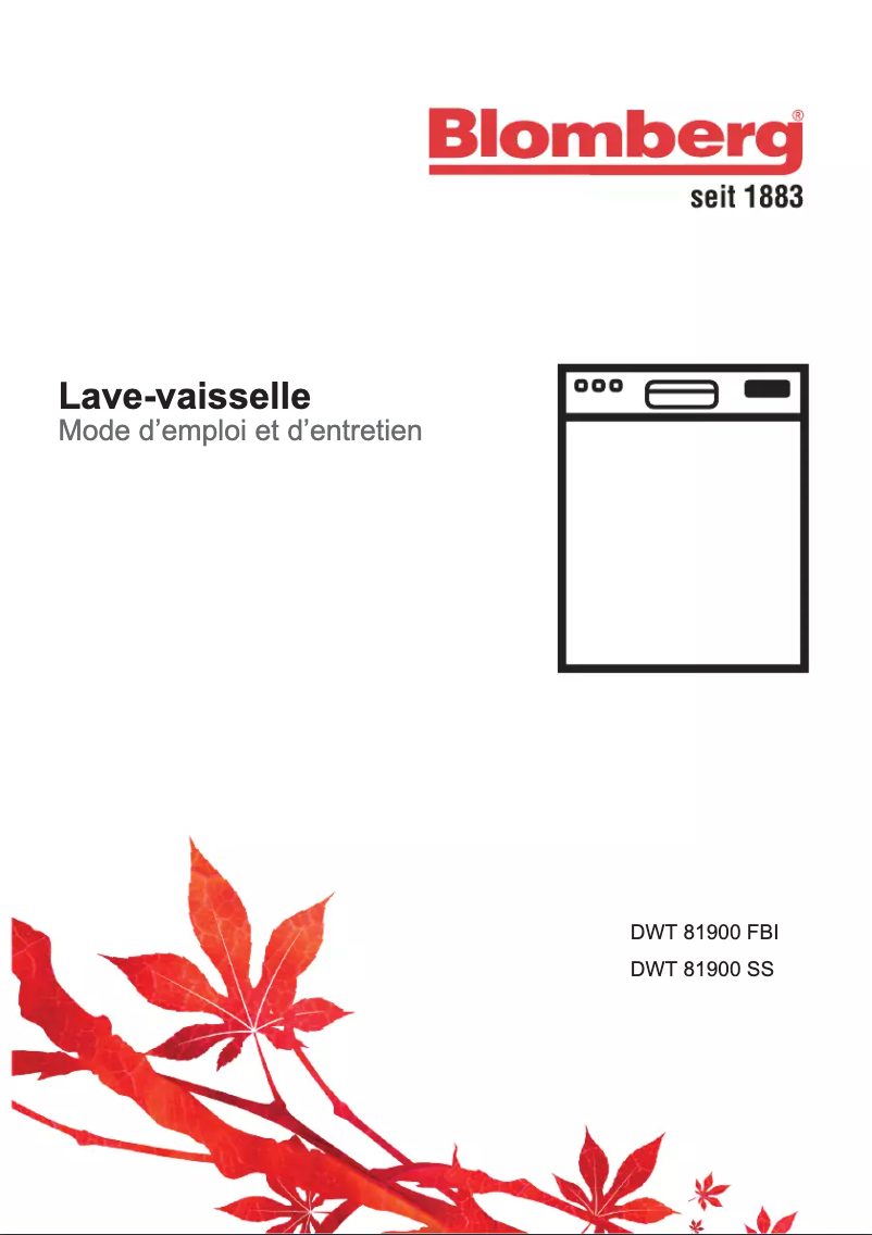 Page 1 de la notice Manuel utilisateur Blomberg DWT81900SS