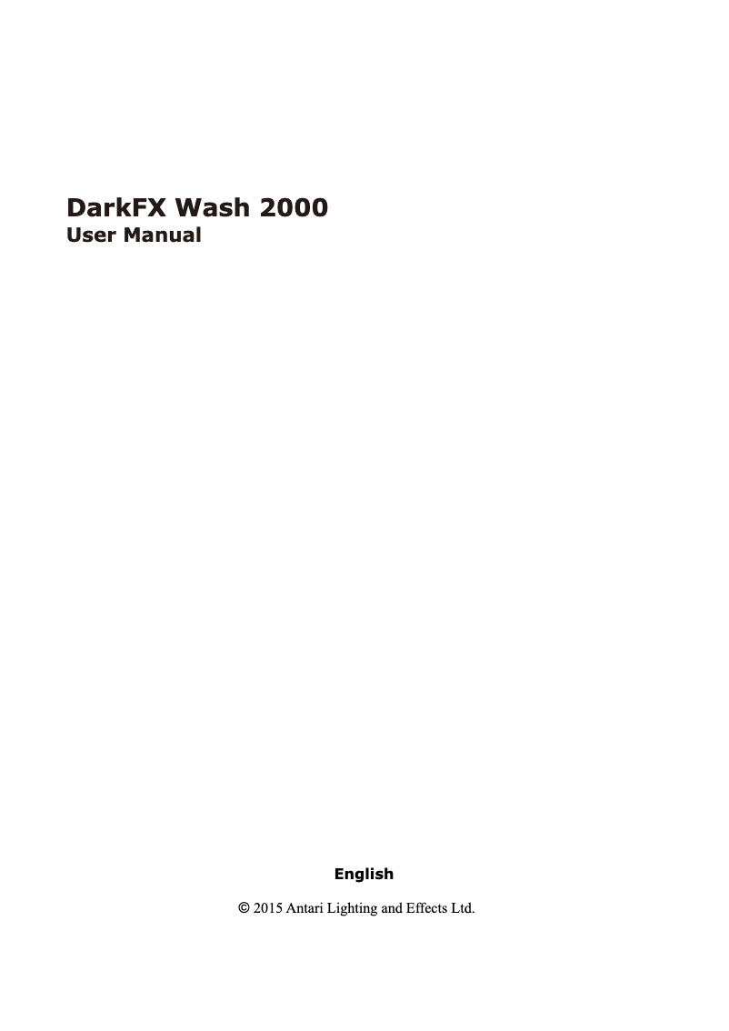 Page 1 de la notice Manuel utilisateur Antari DarkFX Wash 2000
