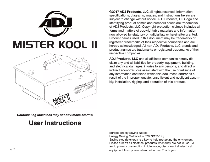 Page n°1 - Manuel utilisateur American DJ Mister Kool II