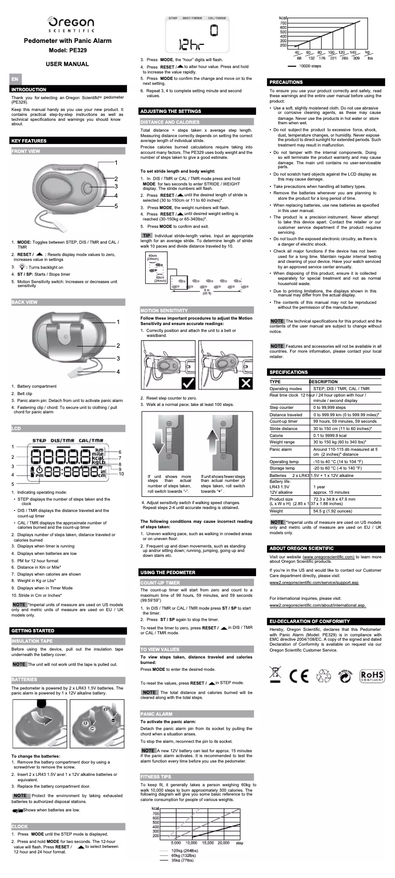 Page 1 de la notice Manuel utilisateur Oregon Scientific PE 329