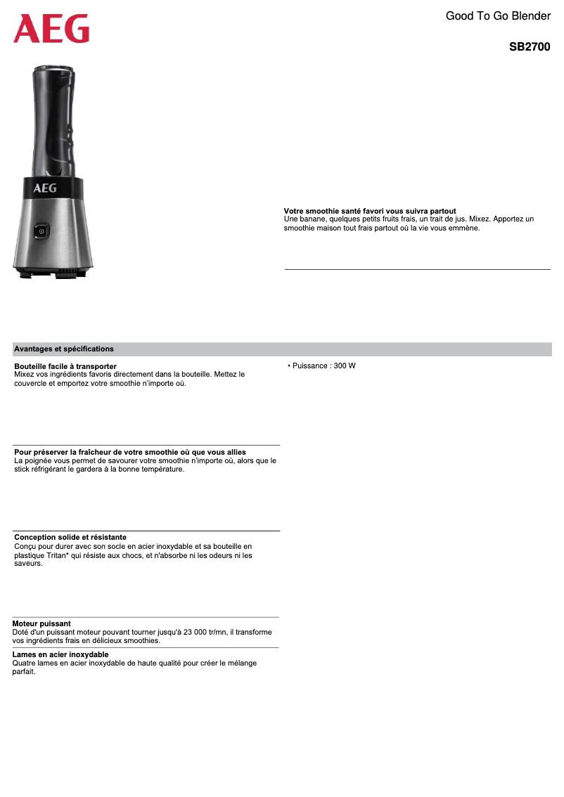 Image de la première page du manuel de l'appareil SB2700
