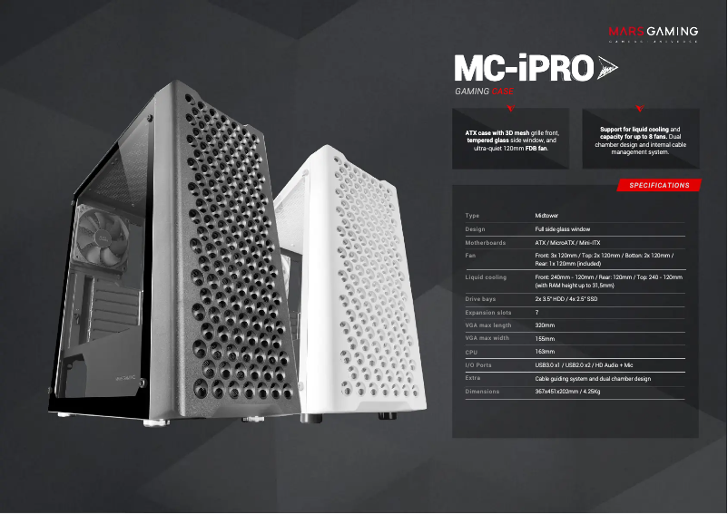 Page 1 de la notice Fiche technique Mars Gaming MC-iPRO