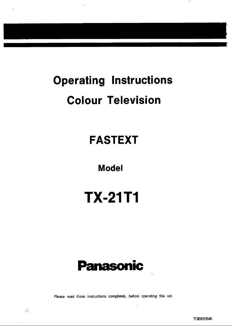 Page 1 de la notice Manuel utilisateur Panasonic TX-21T1