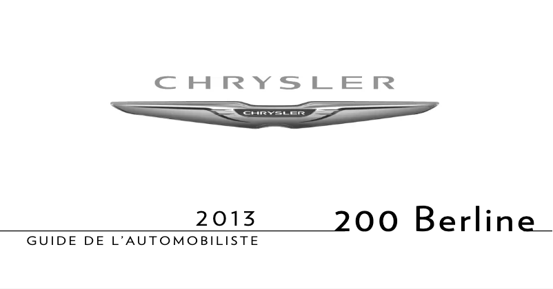 Page 1 de la notice Manuel utilisateur Chrysler 200 (2013)