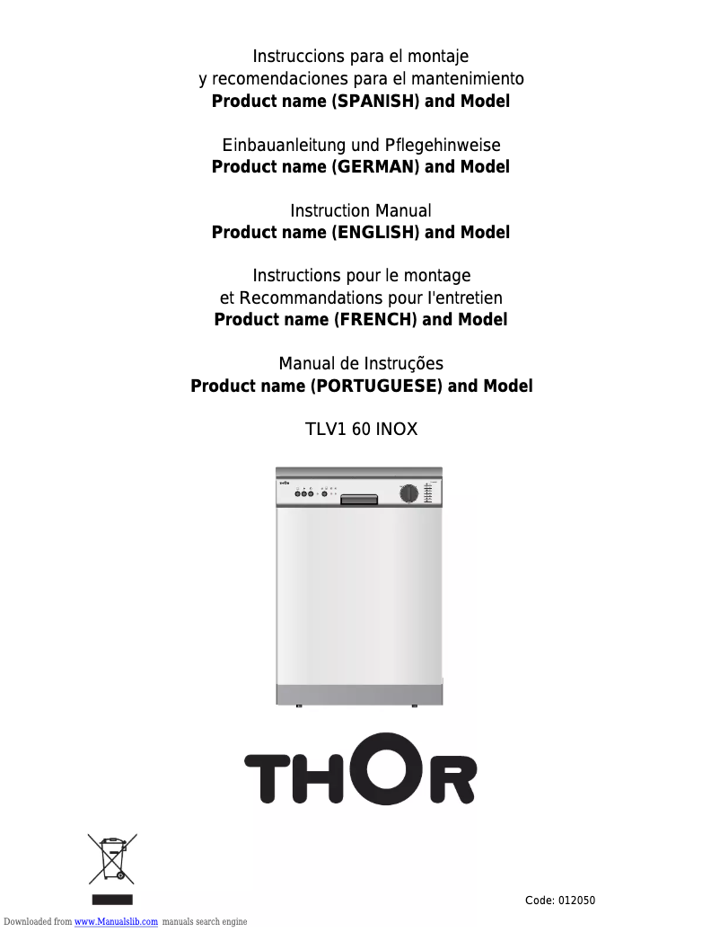 Page n°1 - Manuel utilisateur Thor TLV1 60 INOX