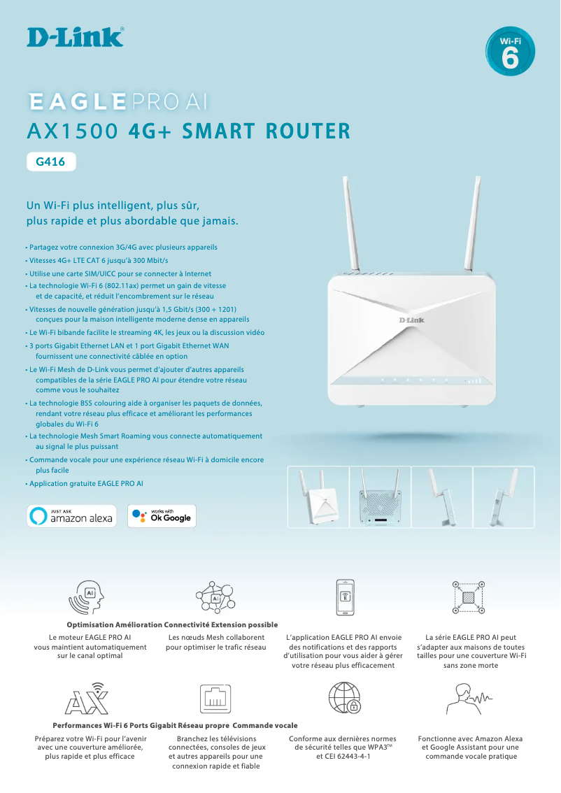 Page 1 de la notice Fiche technique D-Link G416