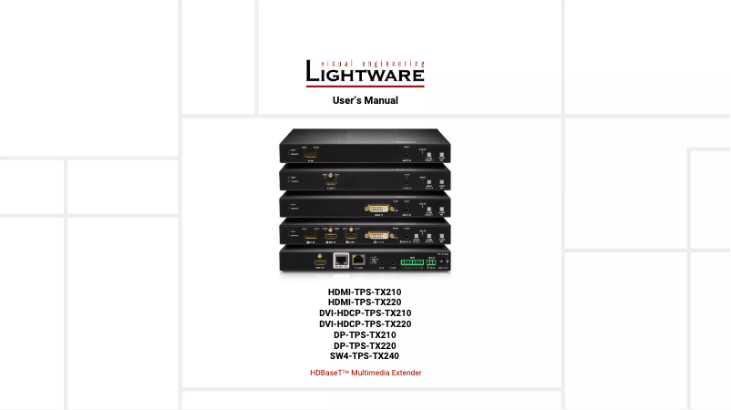 Page n°1 - Manuel utilisateur Lightware DVI-HDCP-TPS-TX210