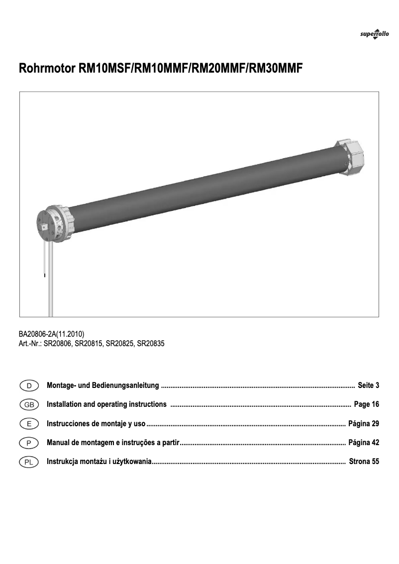 Page 1 of the manual User Manual Superrollo RM10MSF