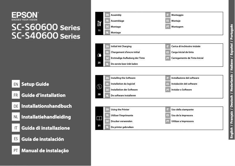 Page 1 de la notice Guide d'installation Epson SureColor SC-S40610