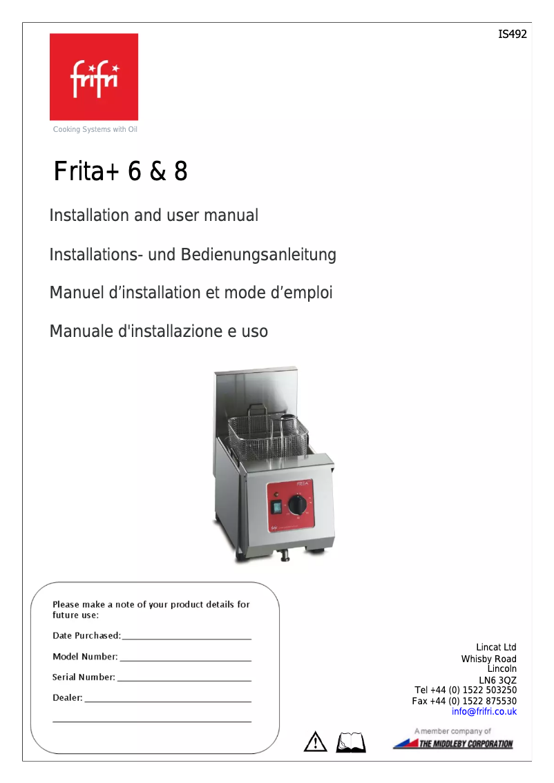 Page n°1 - Manuel utilisateur Frifri Frita+ 8