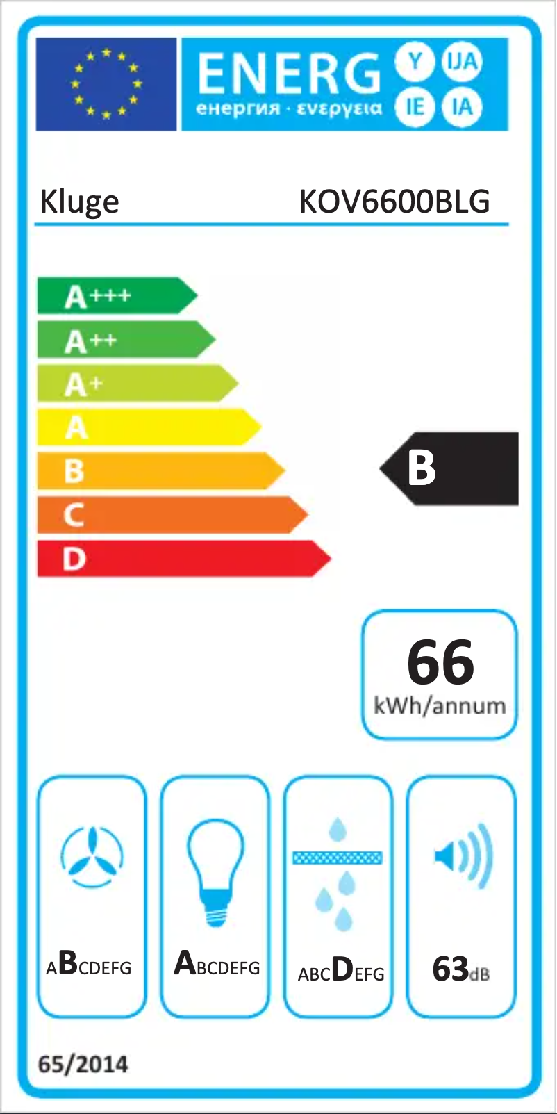 Page n°1 - Label énergétique Kluge KOV6600BLG