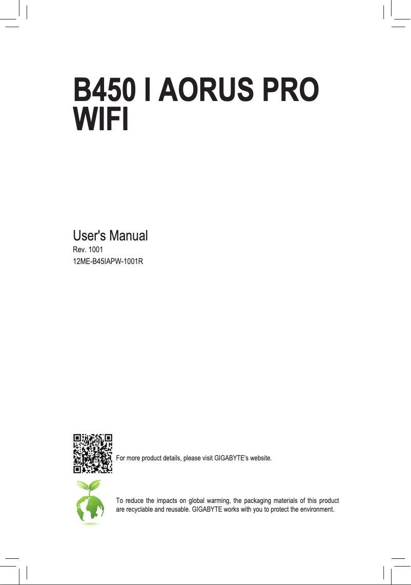 Page n°1 - Manuel utilisateur Gigabyte B450 Aorus Elite V2