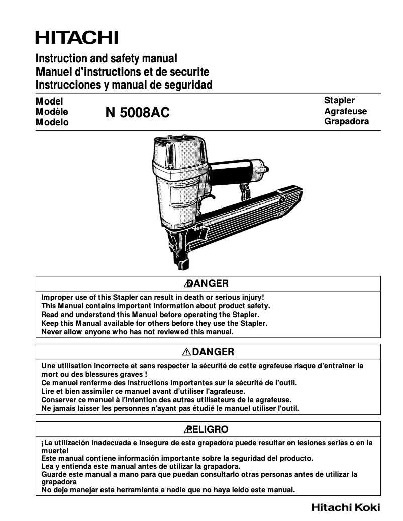 Page n°1 - Manuel utilisateur Hitachi N5008AC