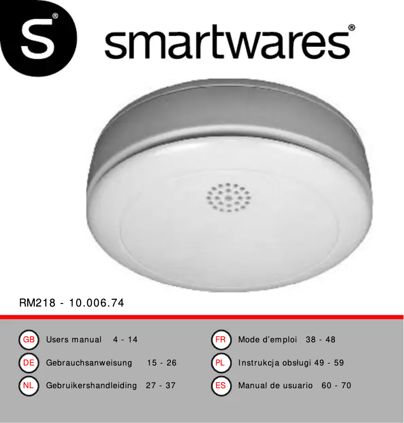 Page 1 de la notice Manuel utilisateur Smartwares RM218