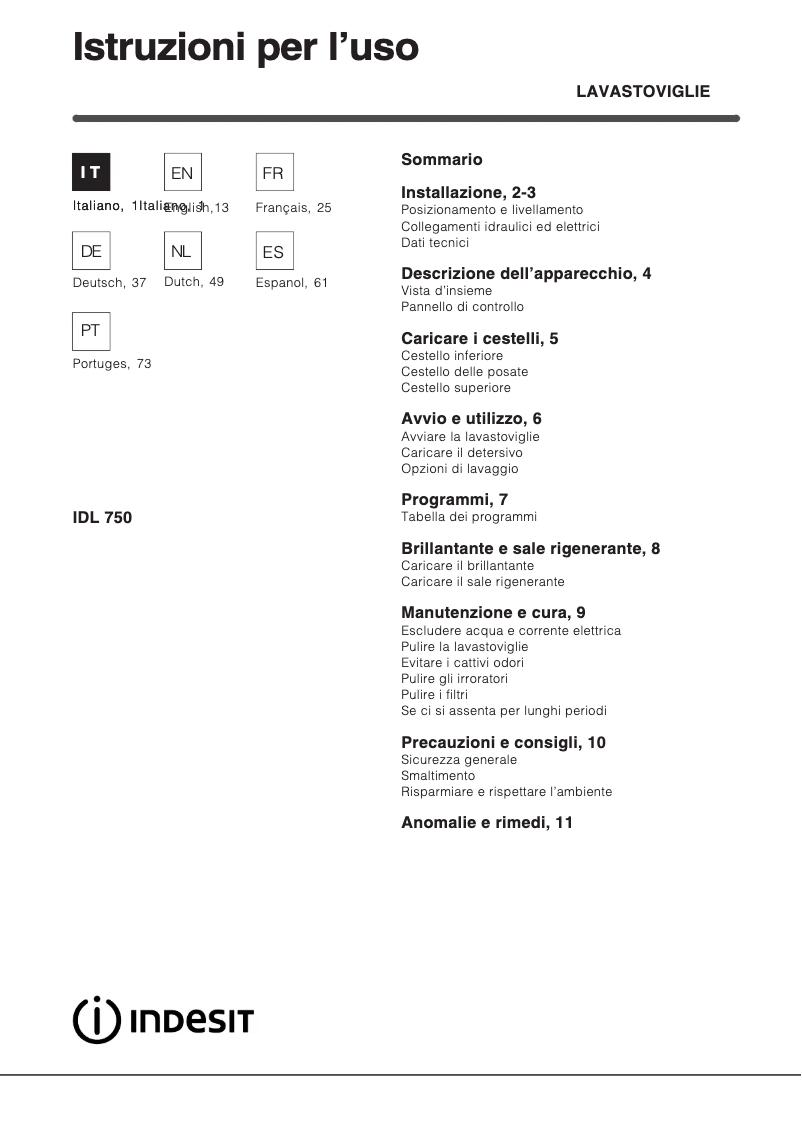 Image de la première page du manuel de l'appareil IDL 750 EU.2