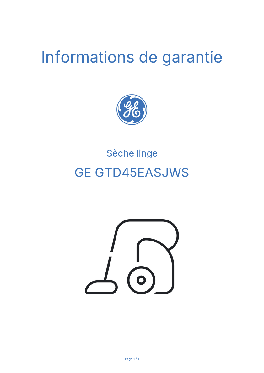 Image de la première page du manuel de l'appareil GTD45EASJWS