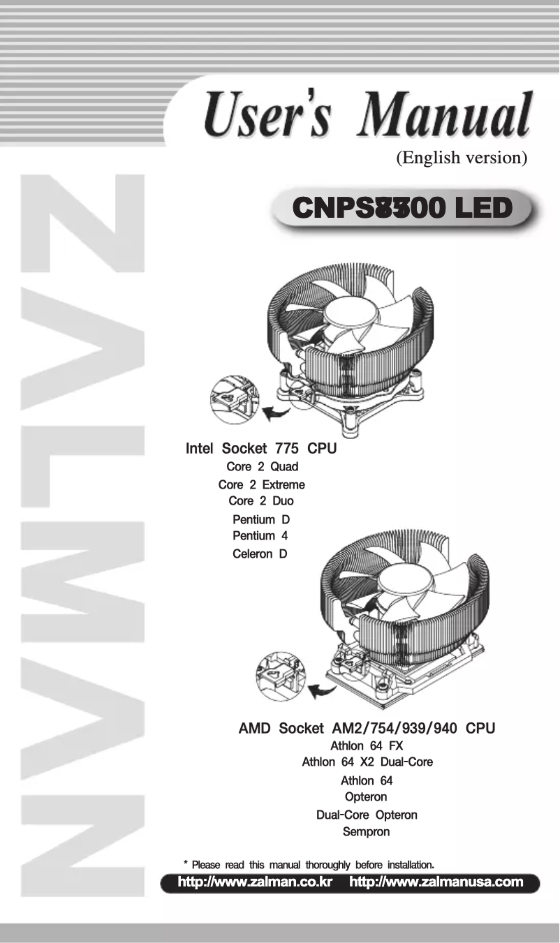 Page 1 de la notice Manuel utilisateur Zalman CNPS8700 LED
