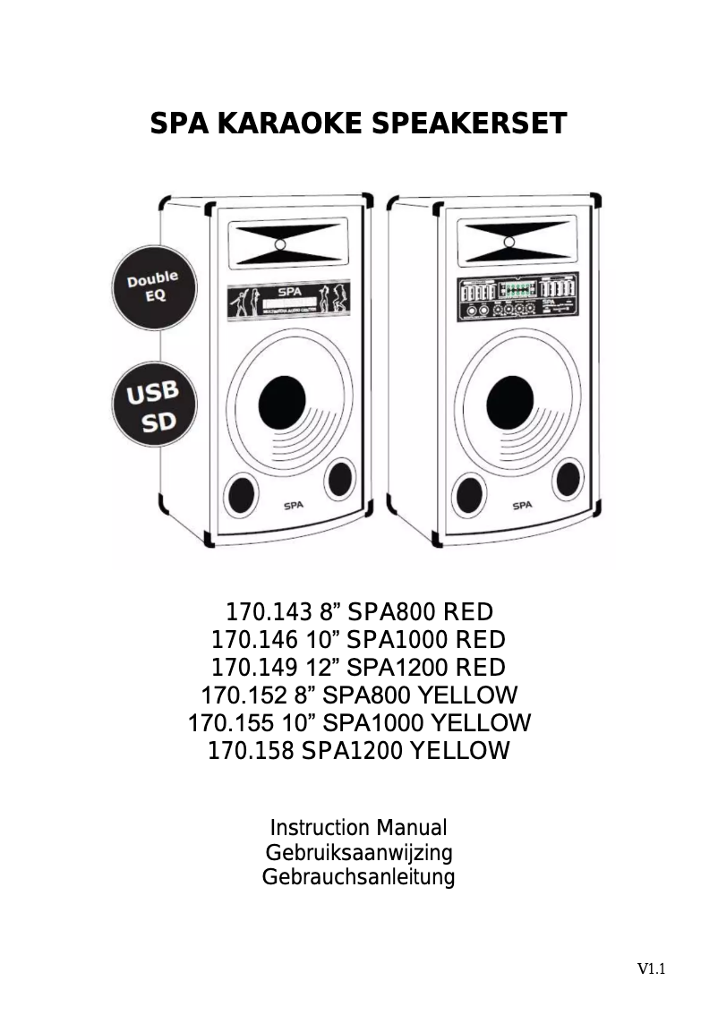 Image de la première page du manuel de l'appareil SPA800Y PA