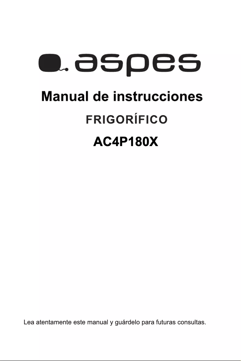 Page 1 de la notice Manuel utilisateur Aspes AC4P180X