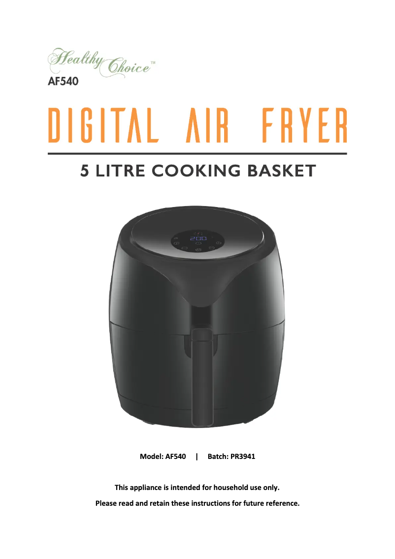 Page 1 de la notice Manuel utilisateur Lenoxx Healthy Choice AF540
