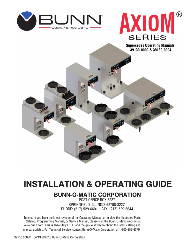 Página 1 del manual Instrucciones / montaje Bunn Axiom