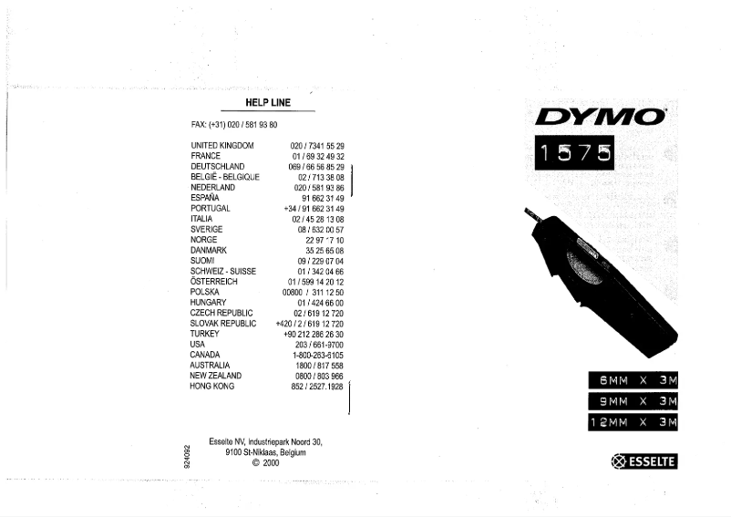 Page n°1 - Manuel utilisateur Dymo 1575