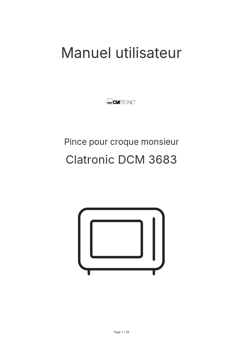 Page n°1 - Manuel utilisateur Clatronic DCM 3683