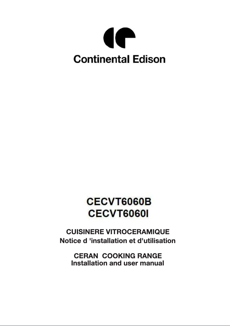 Page n°1 - Manuel utilisateur Continental Edison CECVT6060B