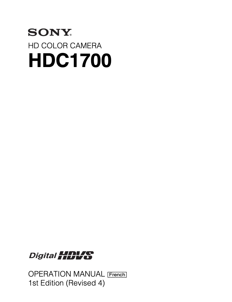 Página 1 del manual Manual de usuario Sony HDC-1700