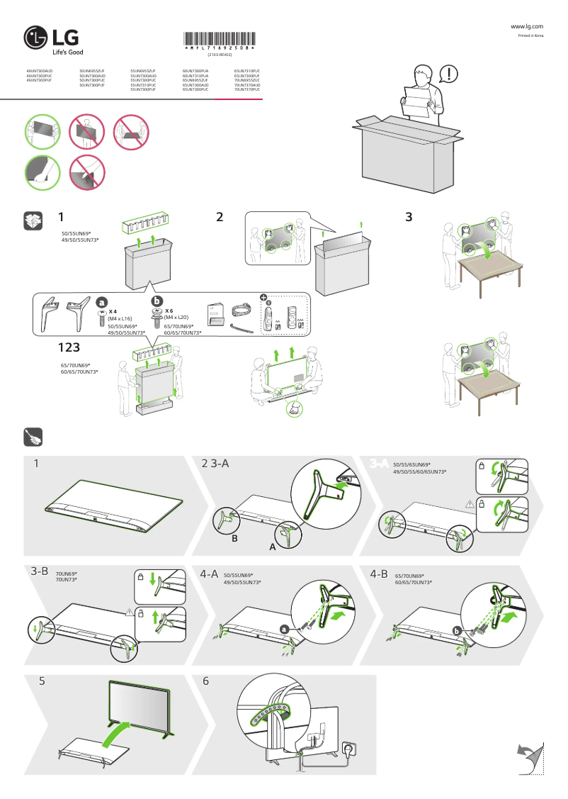 Page 1 de la notice Guide de démarrage rapide LG 50UN6955ZUF
