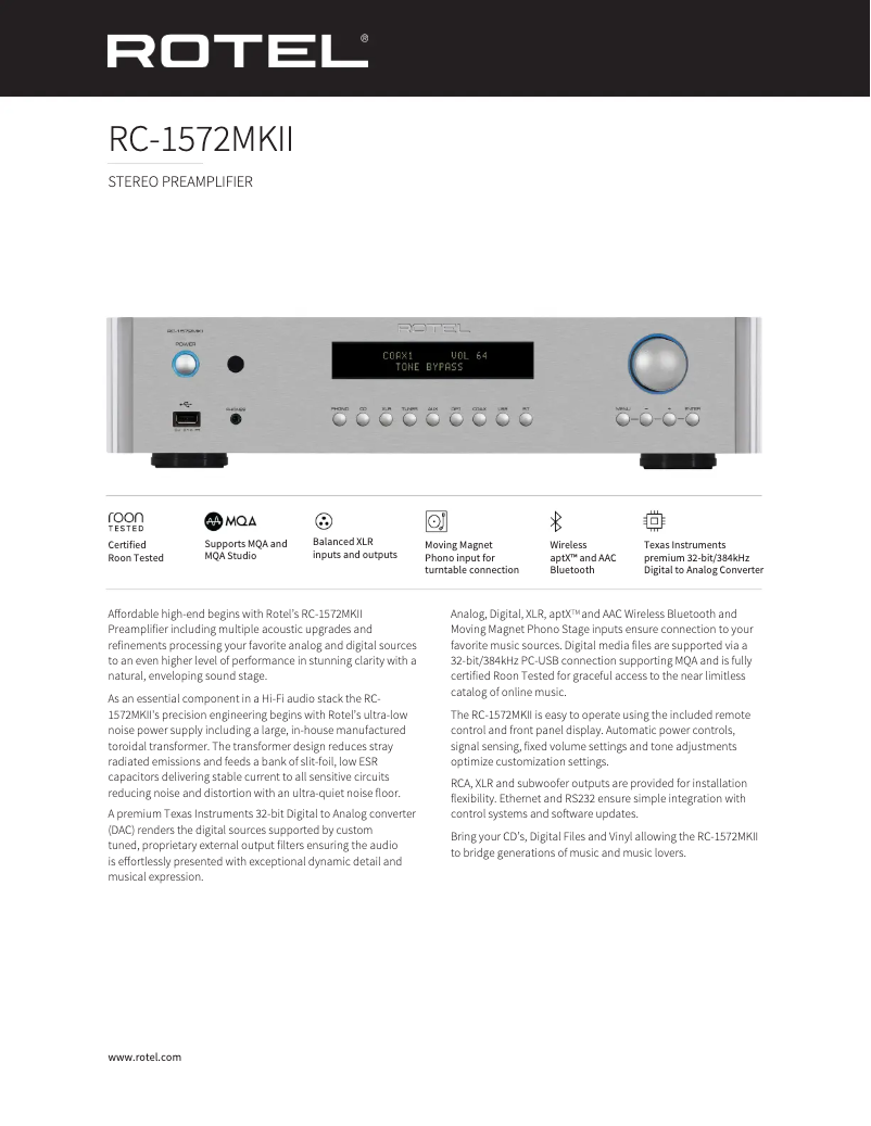 Image de la première page du manuel de l'appareil RC‑1572MKII