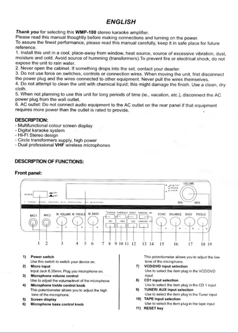 Página 1 del manual Manual de usuario Karma WMP 100