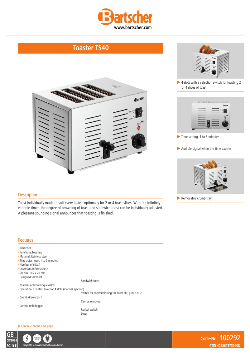 Image de la première page du manuel de l'appareil TS40