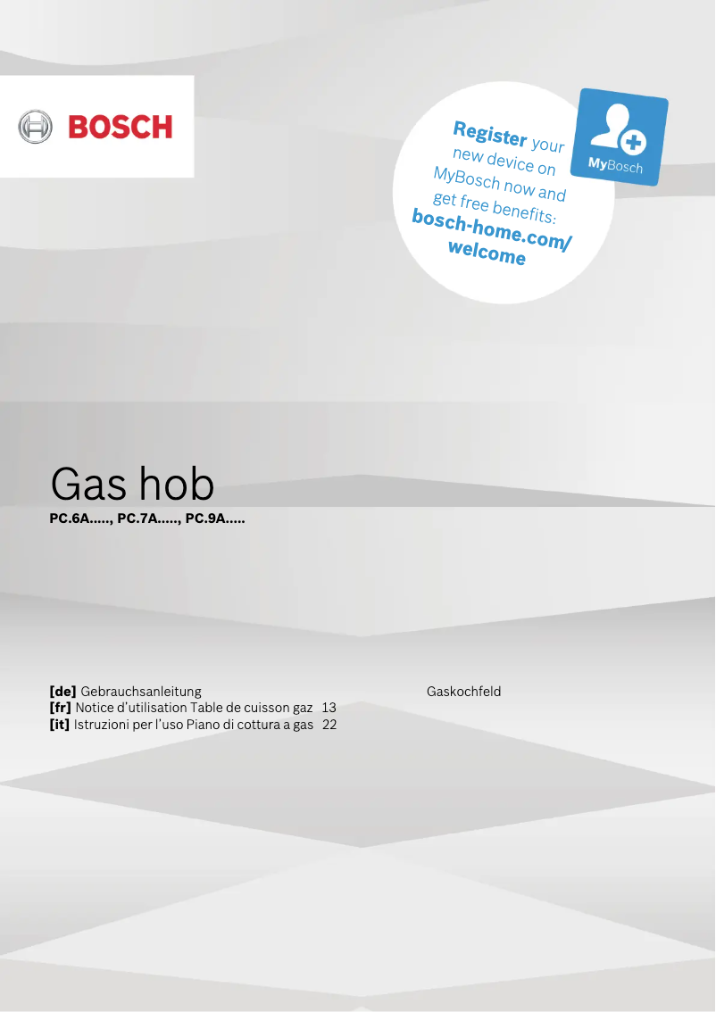 Page 1 de la notice Manuel utilisateur Bosch PCH6A5B95