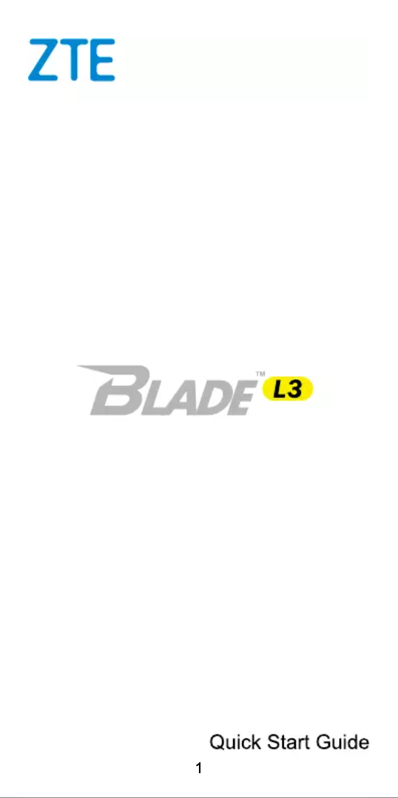 Page 1 de la notice Manuel utilisateur ZTE Blade L3