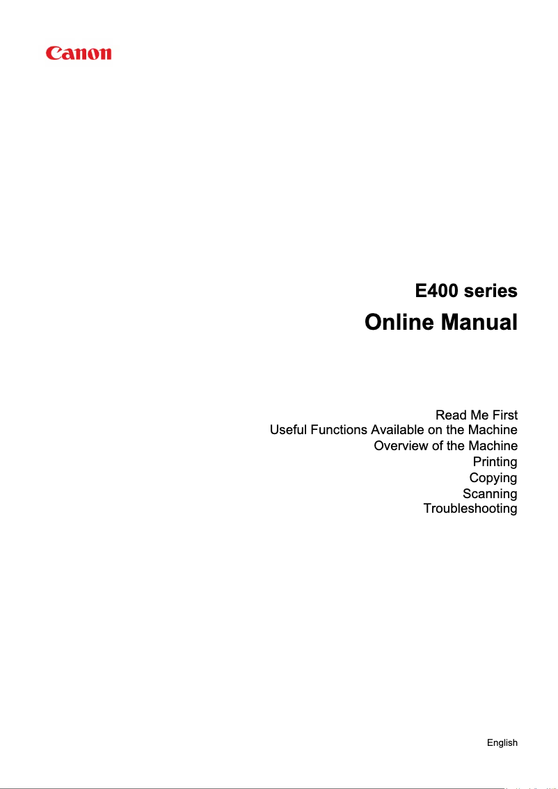 Image de la première page du manuel de l'appareil Pixma E404