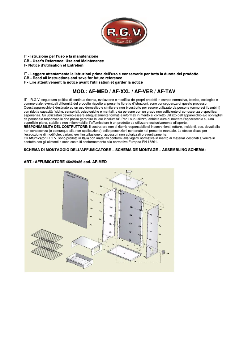Page 1 de la notice Manuel utilisateur RGV AF-MED