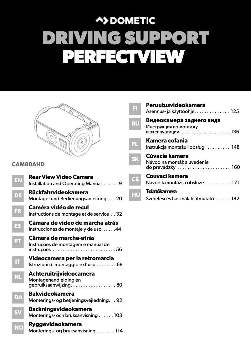Page 1 de la notice Manuel utilisateur Dometic PerfectView CAM 80 AHD