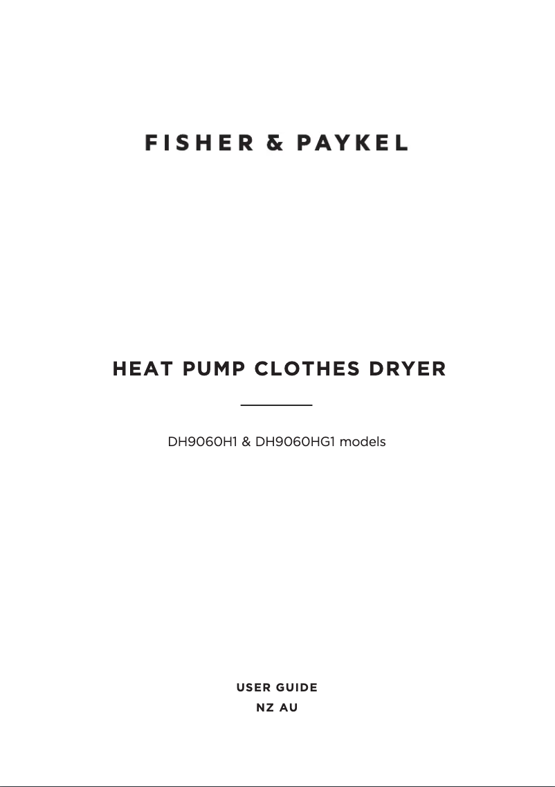 Page 1 de la notice Manuel utilisateur Fisher & Paykel DH9060H1
