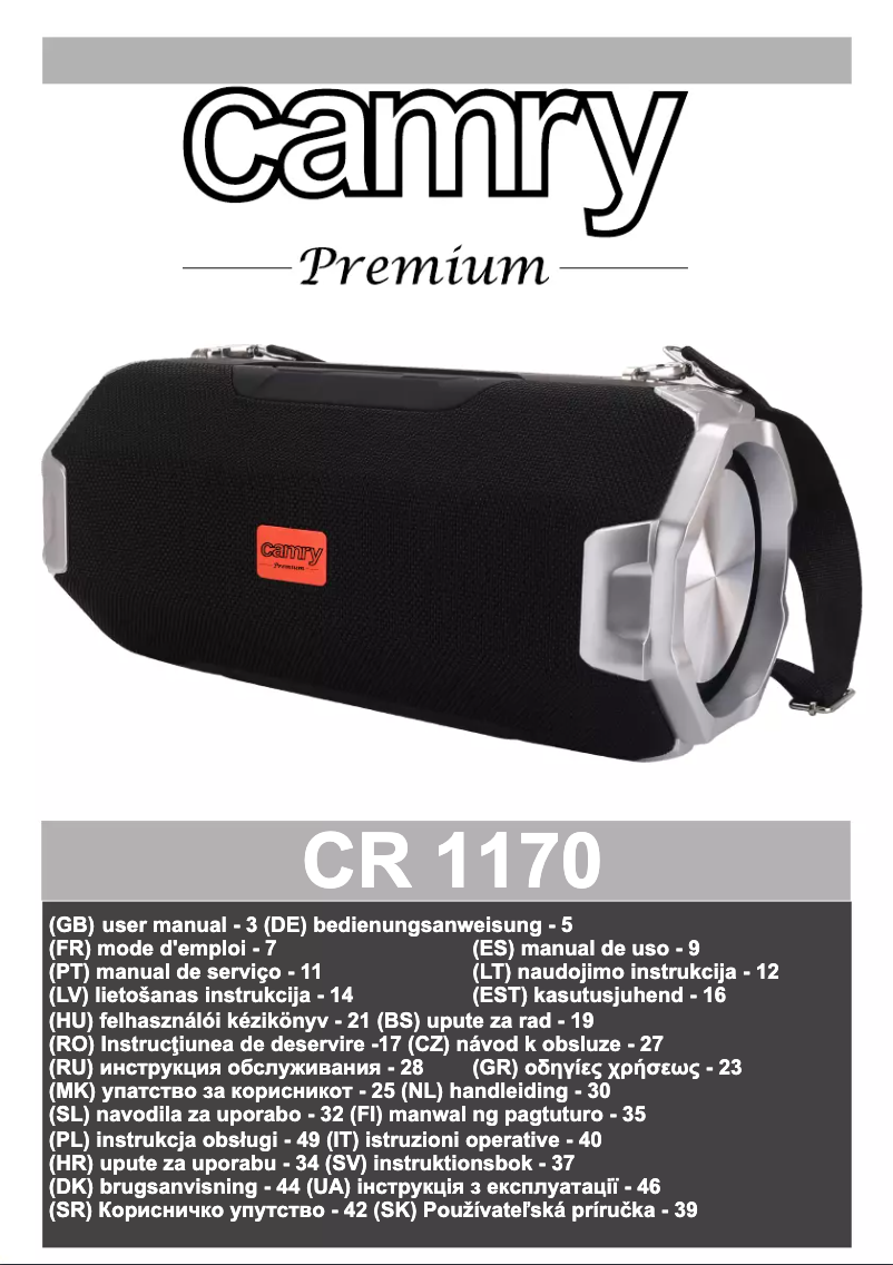 Image de la première page du manuel de l'appareil CR 1170
