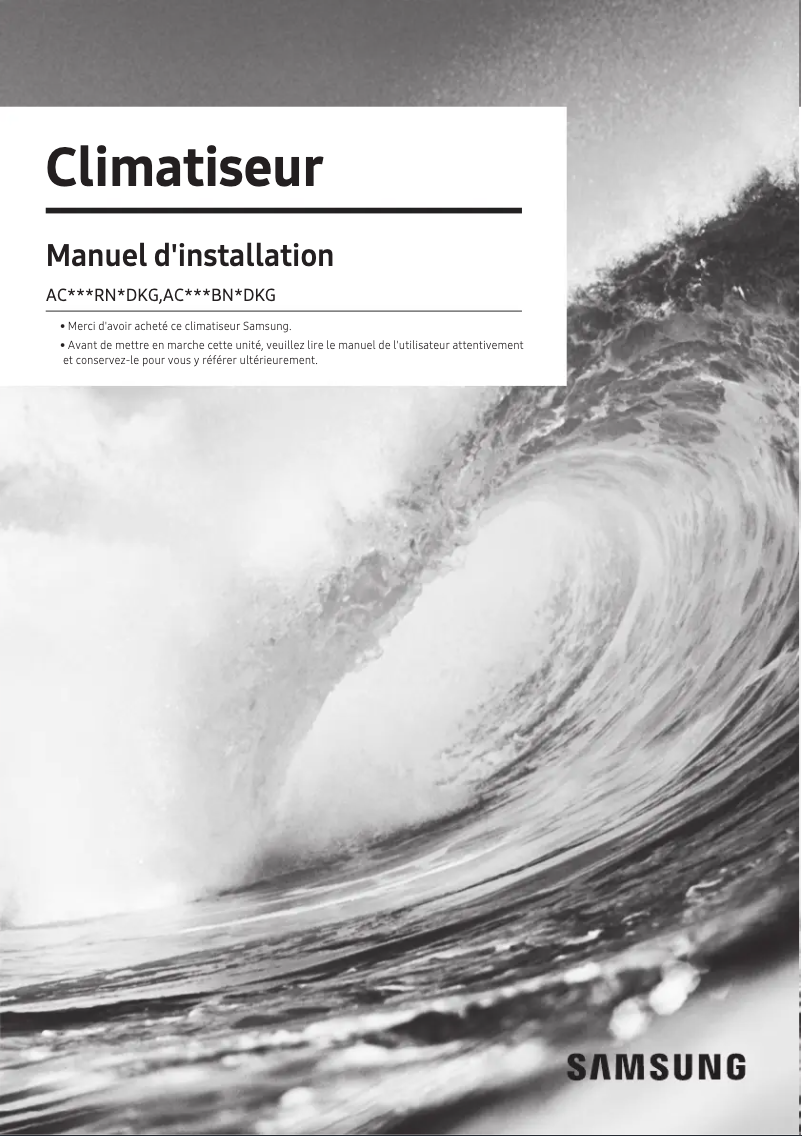 Page 1 de la notice Guide d'installation Samsung AC052RNLDKG