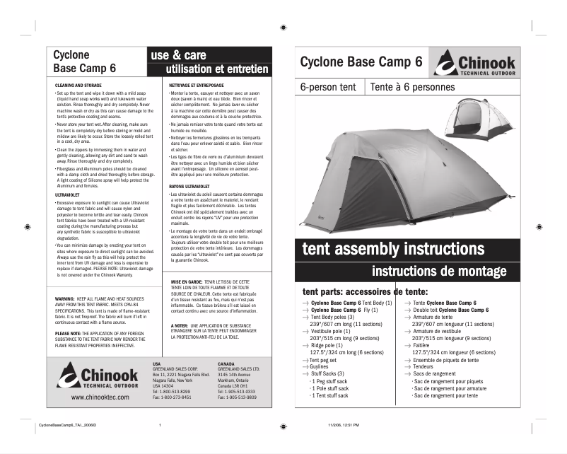 Página 1 del manual Manual de usuario Chinook Cyclone Base Camp 6