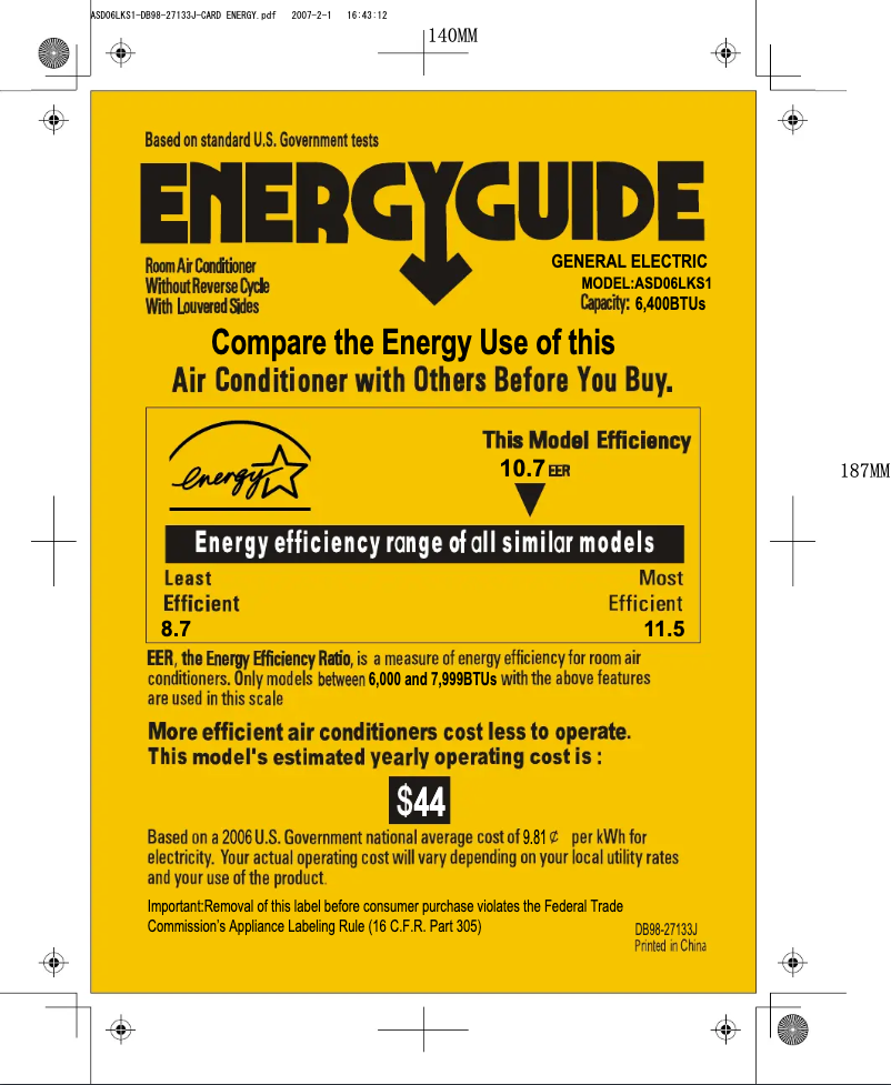 Image de la première page du manuel de l'appareil ASD06LK