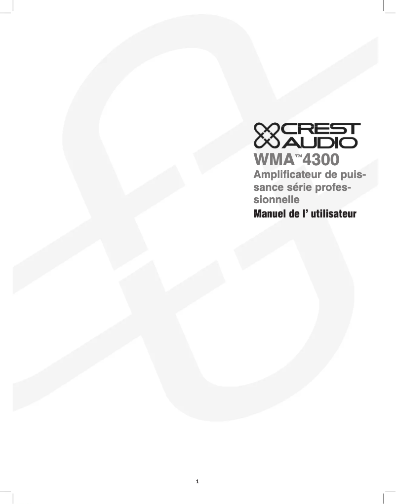 Page n°1 - Manuel utilisateur Crest Audio WMA 4300