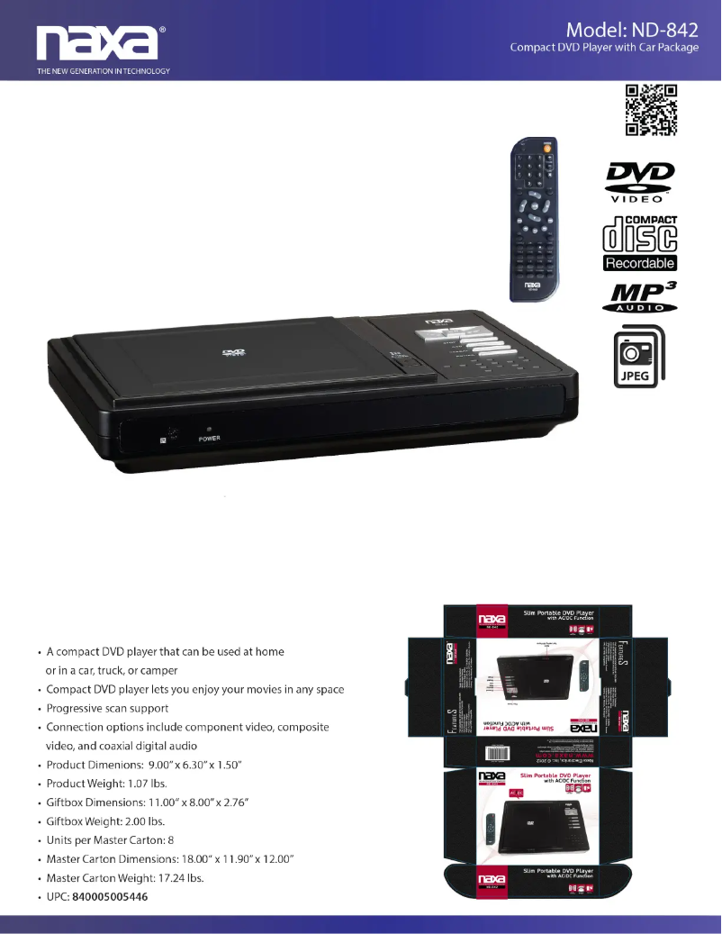 Page n°1 - Manuel utilisateur Naxa ND-842