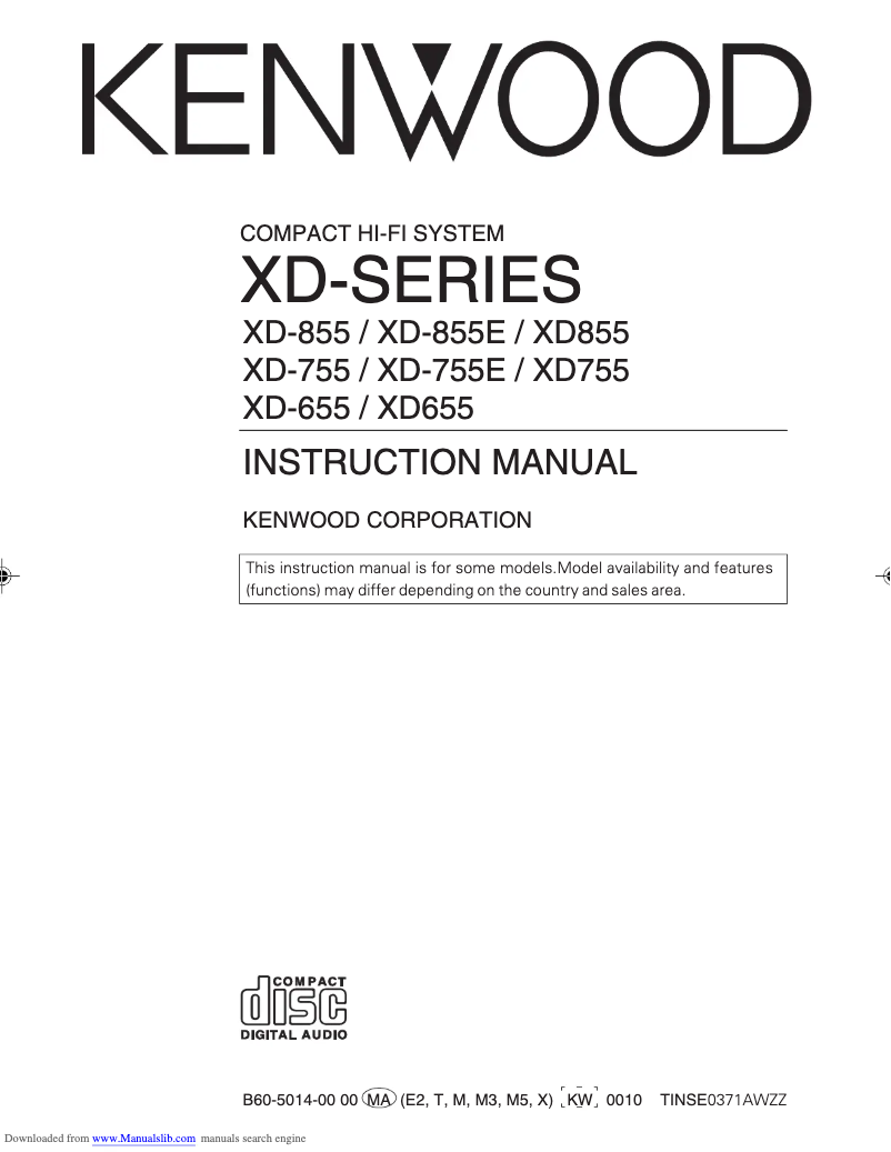 Page n°1 - Manuel utilisateur Kenwood XD-755